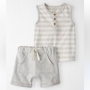 🌎 Little Planet Organic Cotton Shorts in Oatmeal Heather l Easy On l GOTS